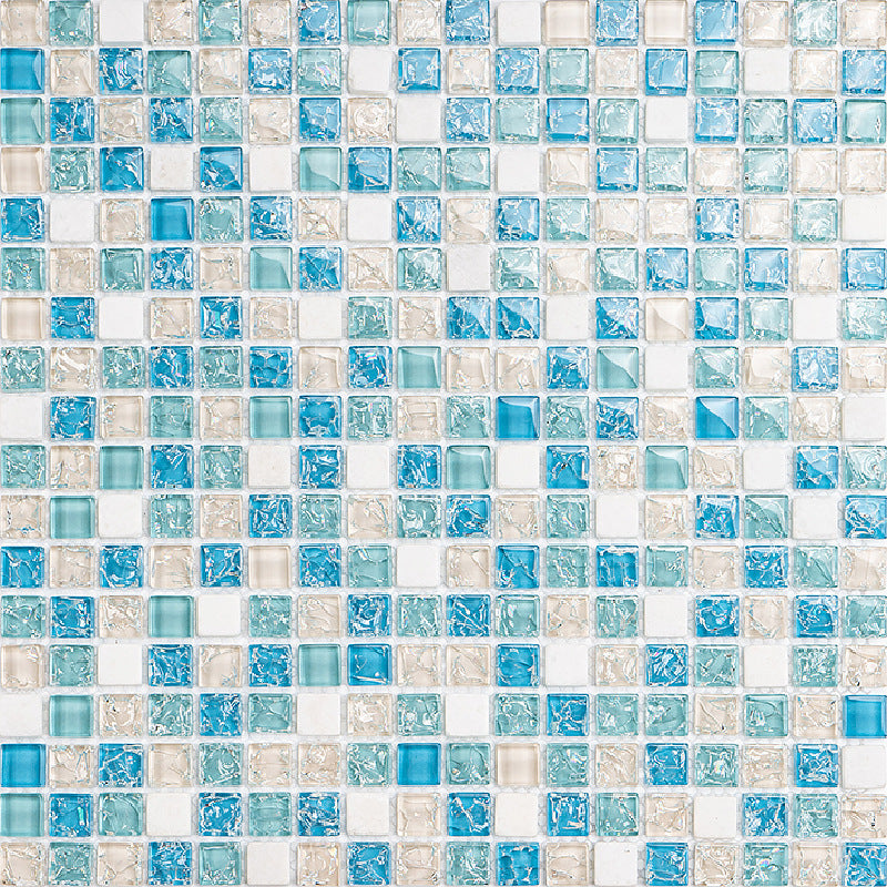 Gạch Mosaic Chống Trượt Hình Vuông Thiết Kế Bề Mặt Vân Nứt Băng Màu Xanh Dương Dùng Cho Hồ Bơi Và Phòng Tắm