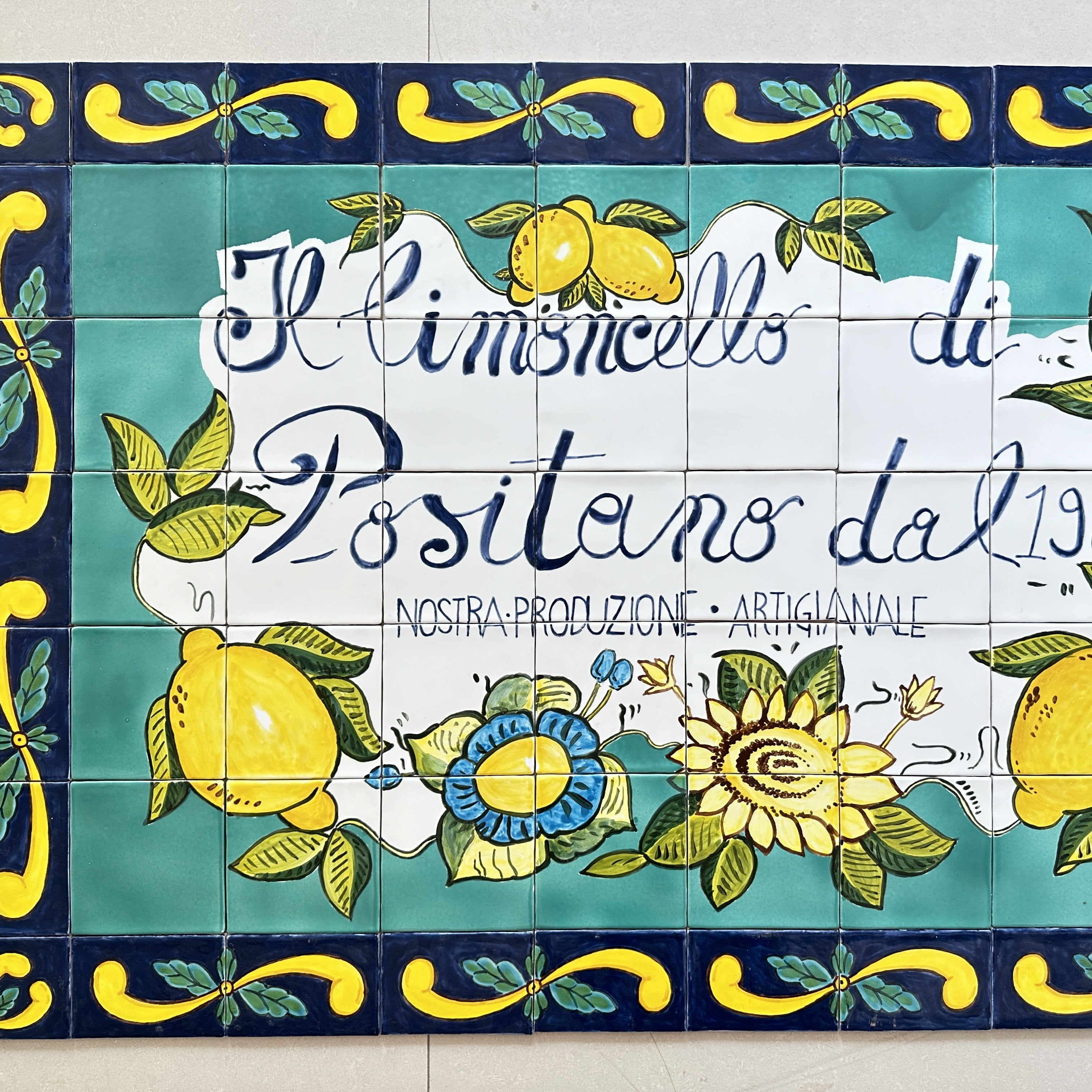 Gạch Ceramic Vẽ Tay Thiết Kế Hiện Đại Màu Chanh Tươi Sáng, Dạng Vuông Hoa Văn Tùy Chỉnh, Viền Kiểu Gạch Viên, Kháng Khuẩn, Chống Cháy