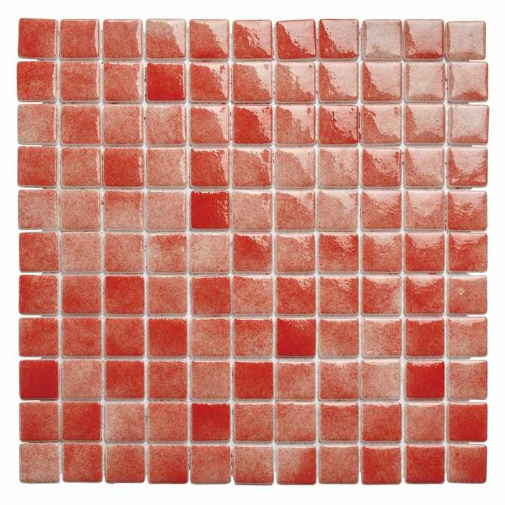 Gạch mosaic thủy tinh vuông dày 4mm màu đỏ vàng sang trọng hiện đại cho hồ bơi biệt thự nhà ốp tường sàn