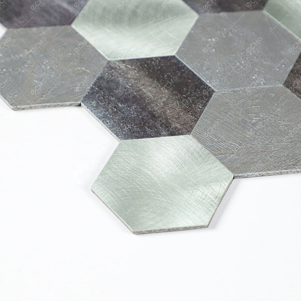 Gạch Mosaic Nhôm Lục Giác Bóc Dán Dễ Lắp Đặt Không Vữa Không Bừa Bộn