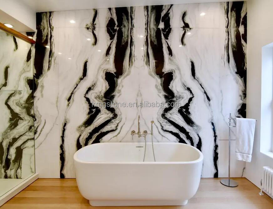 Gạch hoặc Tấm đá cẩm thạch Trắng Panda Hiện đại Thiết kế đá tự nhiên Bề mặt đánh bóng