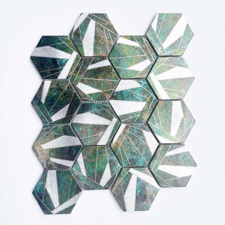 Gạch khảm lục giác màu xanh lá cây phong cách hiện đại cho nhà bếp, ph – Daisan Store