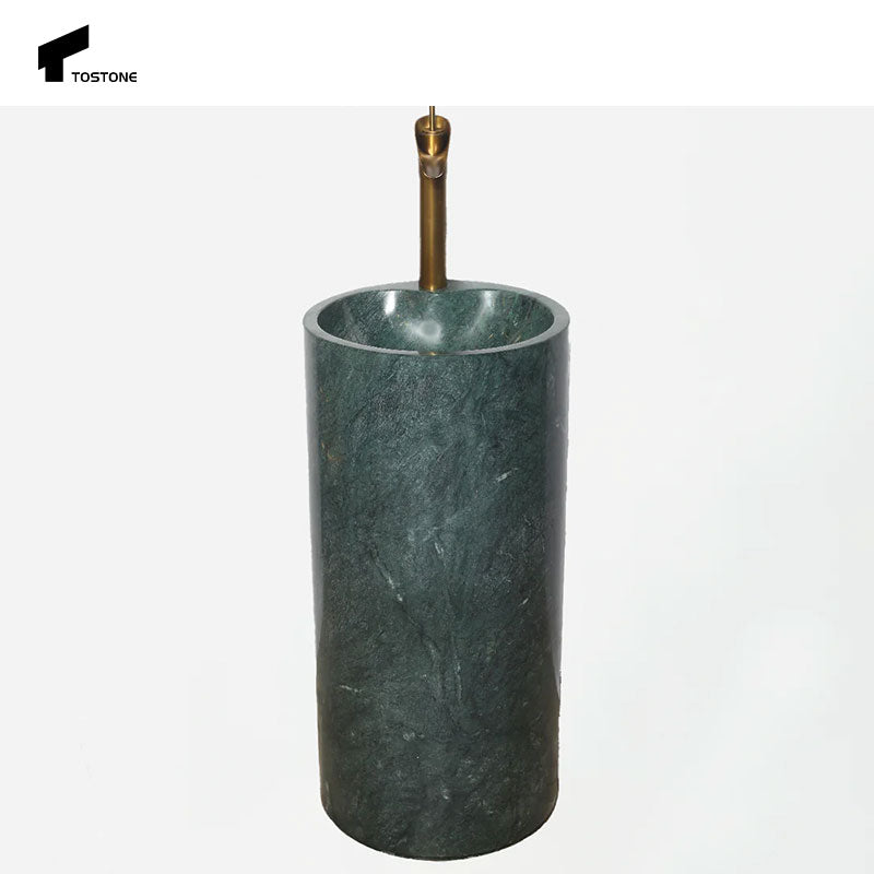 Tostone Bồn rửa chân cột bằng đá cẩm thạch màu xanh tự nhiên hiện đại, phổ biến dùng cho trang trí nội thất phòng tắm gia đình, biệt thự, khách sạn tùy chỉnh