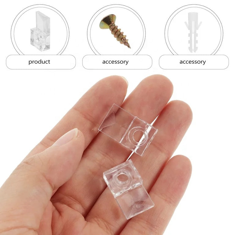 Kẹp gương nhựa trong suốt, phụ kiện nội thất 6/4/3mm