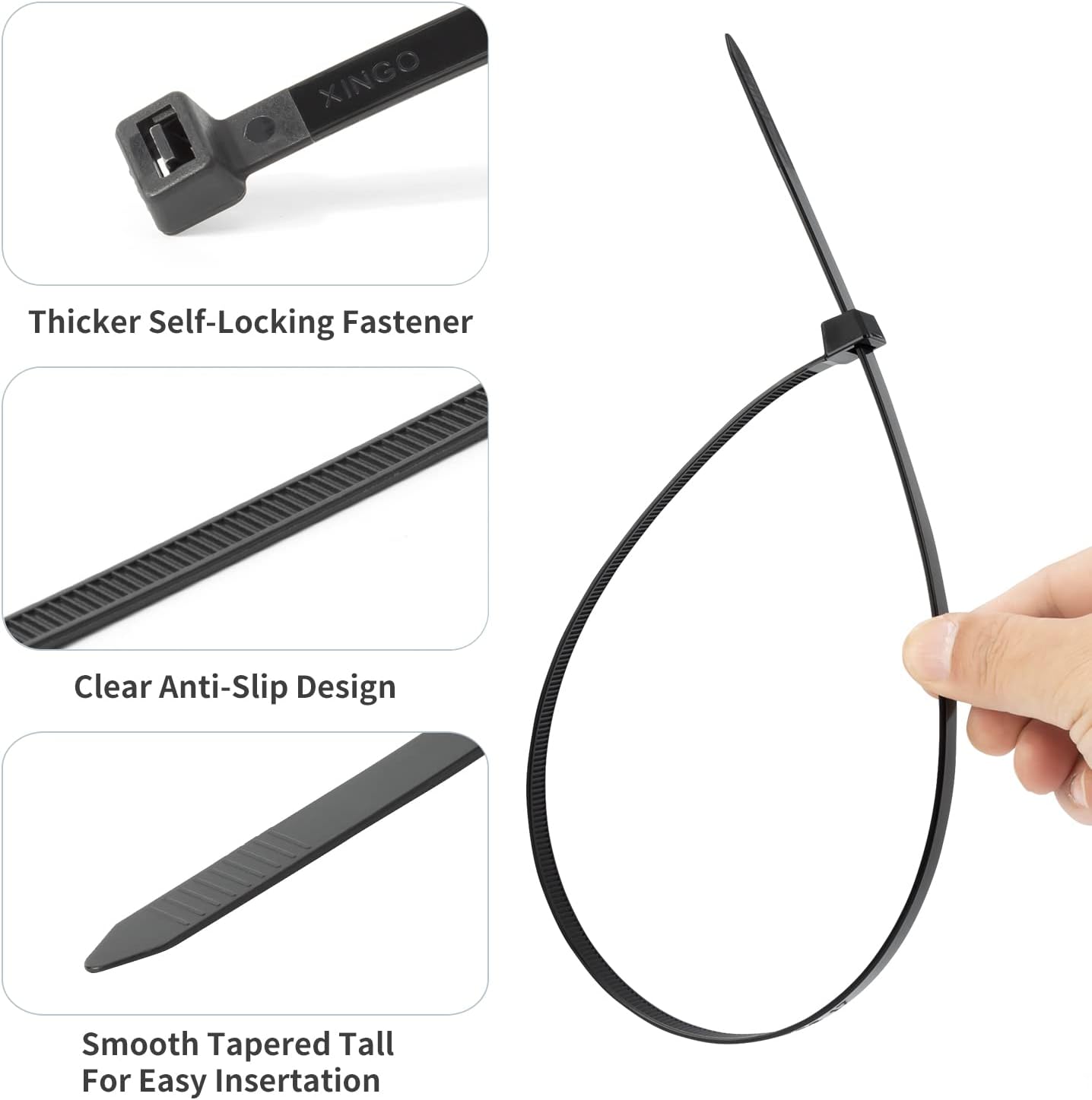 Dây buộc nhựa XINGO 16 inch màu đen chống tia UV