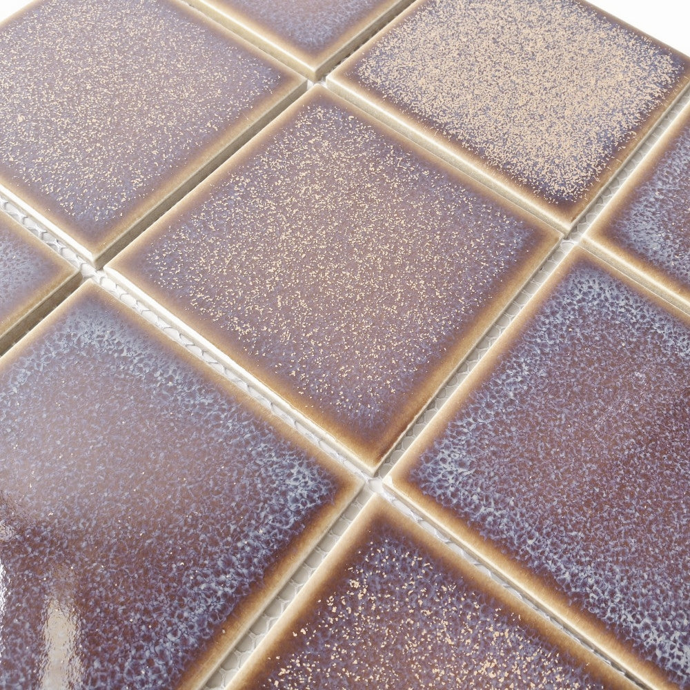 Thiết kế Gạch Mosaic Ốp Tường Phòng Khách Sứ Nâu và Ceramic Tối Màu