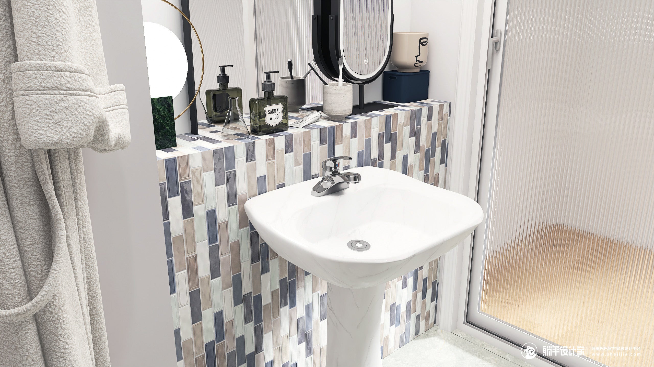 Miếng dán mosaic gạch kính ốp tường bếp