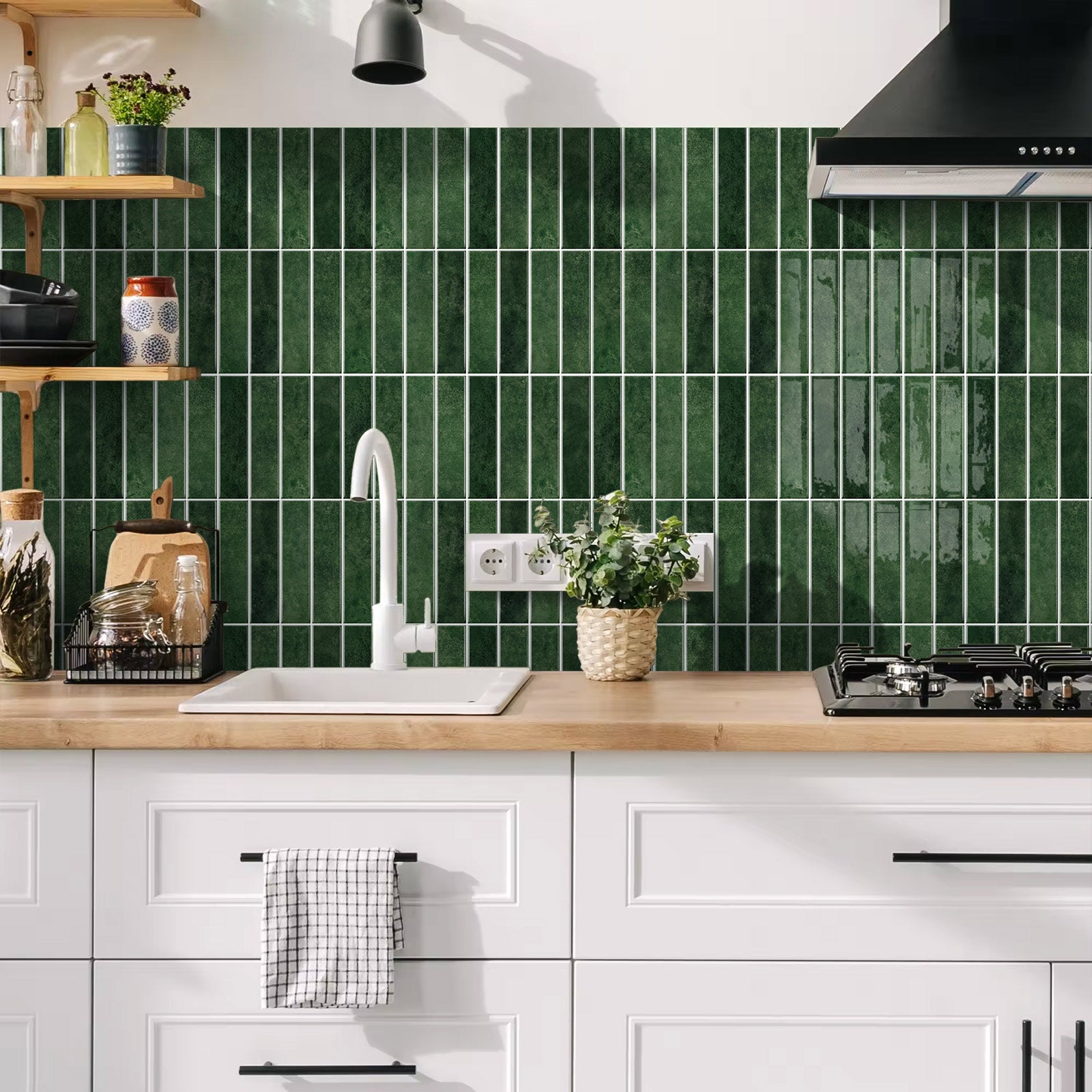 Jorunns Giấy dán tường 3D Trang trí nhà cửa DIY Gạch ốp tường bếp Bóc và dán Xanh Tite Gạch ốp tường dán bóc