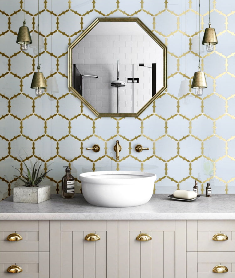 Thiết kế Tường Đặc biệt Sàn gỗ ghép cắt bằng tia nước Mosaic Đá Cẩm Thạch Hình Hoa