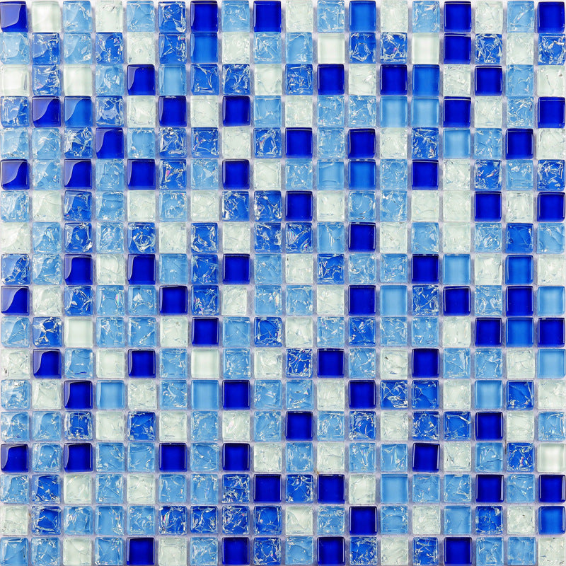 Gạch Mosaic Chống Trượt Hình Vuông Thiết Kế Bề Mặt Vân Nứt Băng Màu Xanh Dương Dùng Cho Hồ Bơi Và Phòng Tắm