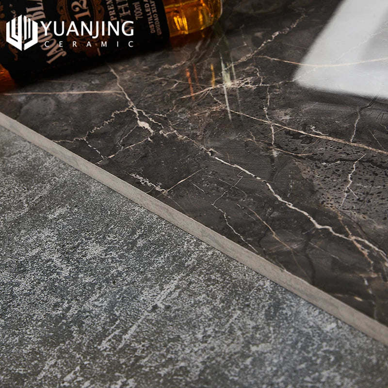 Gạch Sứ 800x800mm Vân Đá Cẩm Thạch Xám Bóng, Xương Đồng Chất, Chống Trượt, Lát Sàn Phòng Khách