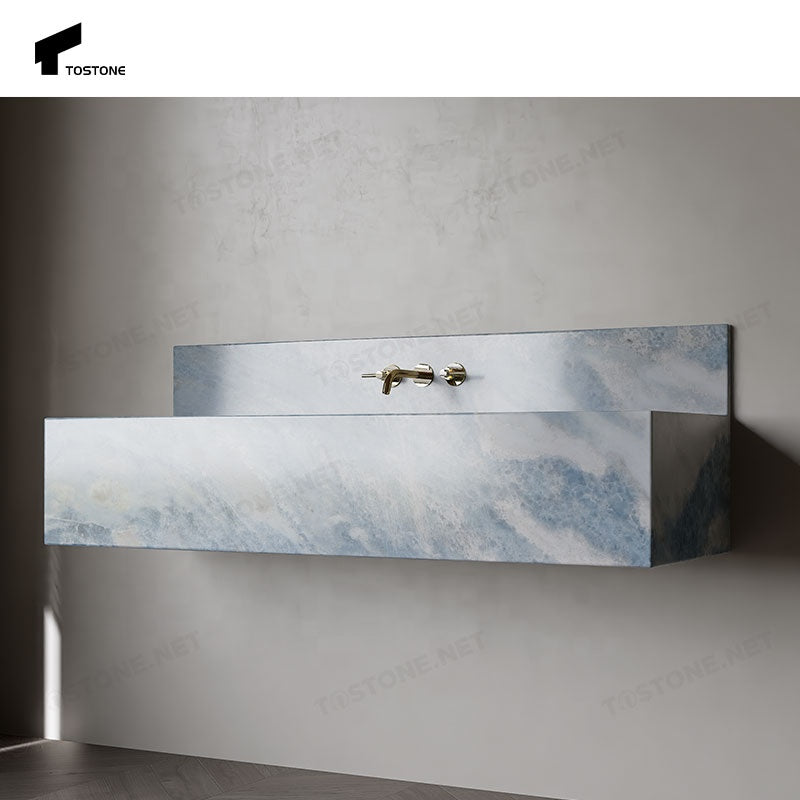 Tostone Lavabo Đá Xanh Cẩm Thạch Vân Kim Loại Sang Trọng