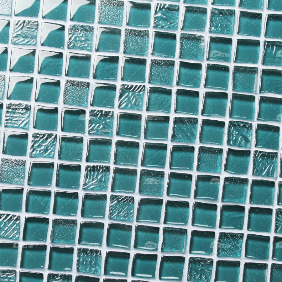 Gạch MOSAIC kính thủy tinh bể bơi nhà tắm hình vuông bóng 8mm dày 23x23mm