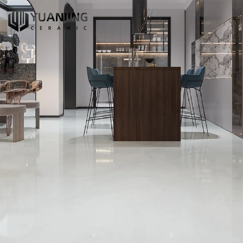 Gạch Porcelain Lát Sàn Bóng Vân Đá Cẩm Thạch Phật Sơn 750x1500mm, Khổ Lớn, Chống Trượt, Chống Mài Mòn Dùng Cho Phòng Khách, Khách Sạn, Biệt Thự