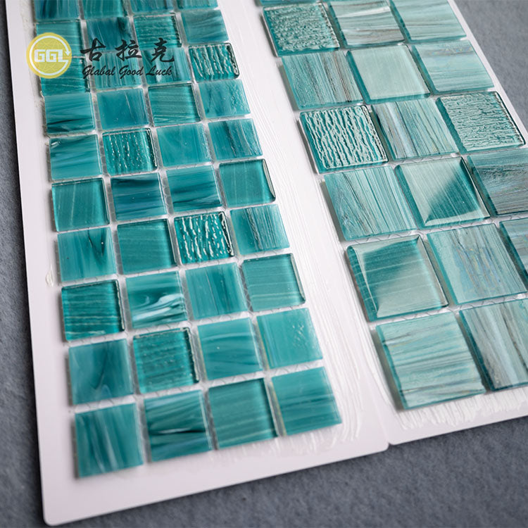 Gạch Mosaic Sắc Xanh Sang Trọng Vẽ Thủ Công Hình Vuông Trang Trí Tường & Sàn Dùng Cho Nhà Bếp, Hồ Bơi, Căn Hộ