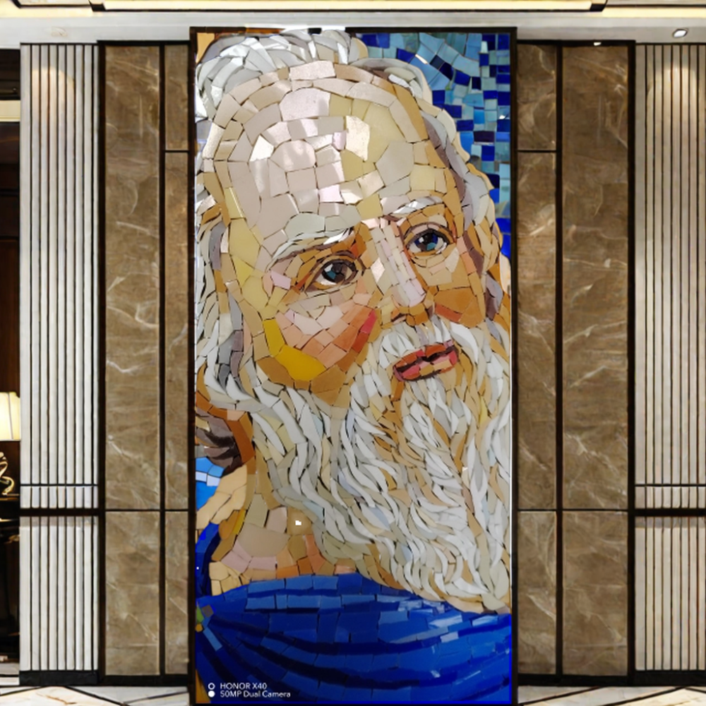 Tranh khảm mảnh nhỏ thủ công trang trí hành lang phòng khách hiện đại sang trọng