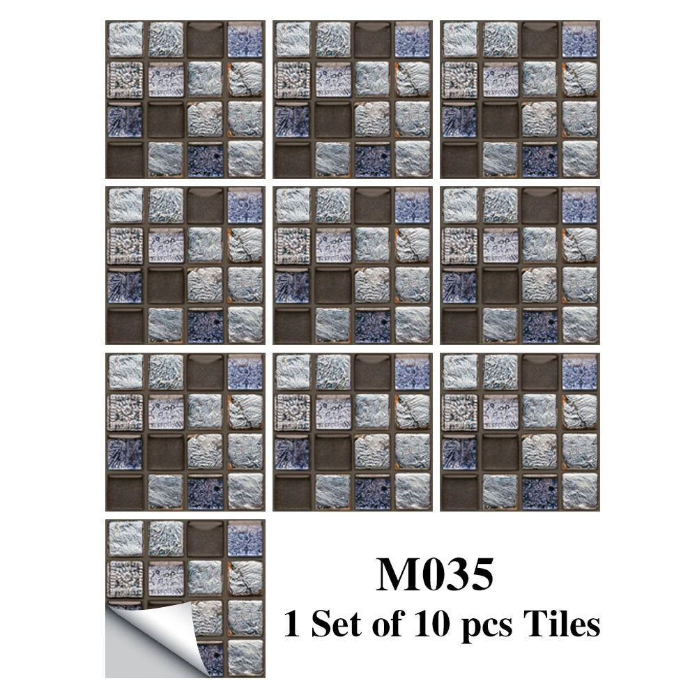 Bộ 10 Miếng Dán Gạch Mosaic Phẳng Dán Tường Bếp Phòng Tắm