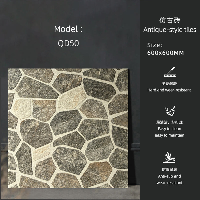 12mm Nhà máy Foshan Gạch lát sàn cổ điển gốm mờ họa tiết vân đá cẩm thạch Bề mặt vân đá Gạch lát sàn Gạch nền 60x60cm