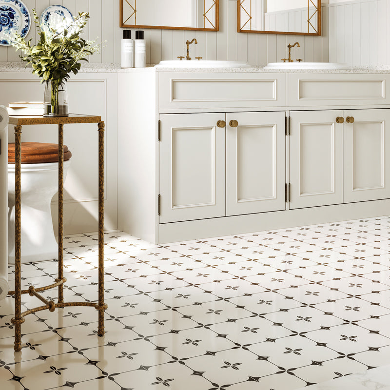 Gạch gốm sứ họa tiết hoa bề mặt mờ dùng cho sàn, tường phòng khách, phòng tắm, nhà bếp, phòng ăn, trung tâm thương mại - Gạch ốp tường và lát sàn nội thất