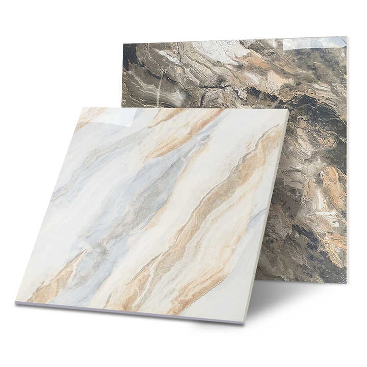 Nhà máy cung cấp gạch men Foshan, gạch lát sàn họa tiết đá cẩm thạch 80x80, gạch lát sân thượng Carreaux, gạch lát sàn màu vàng bóng