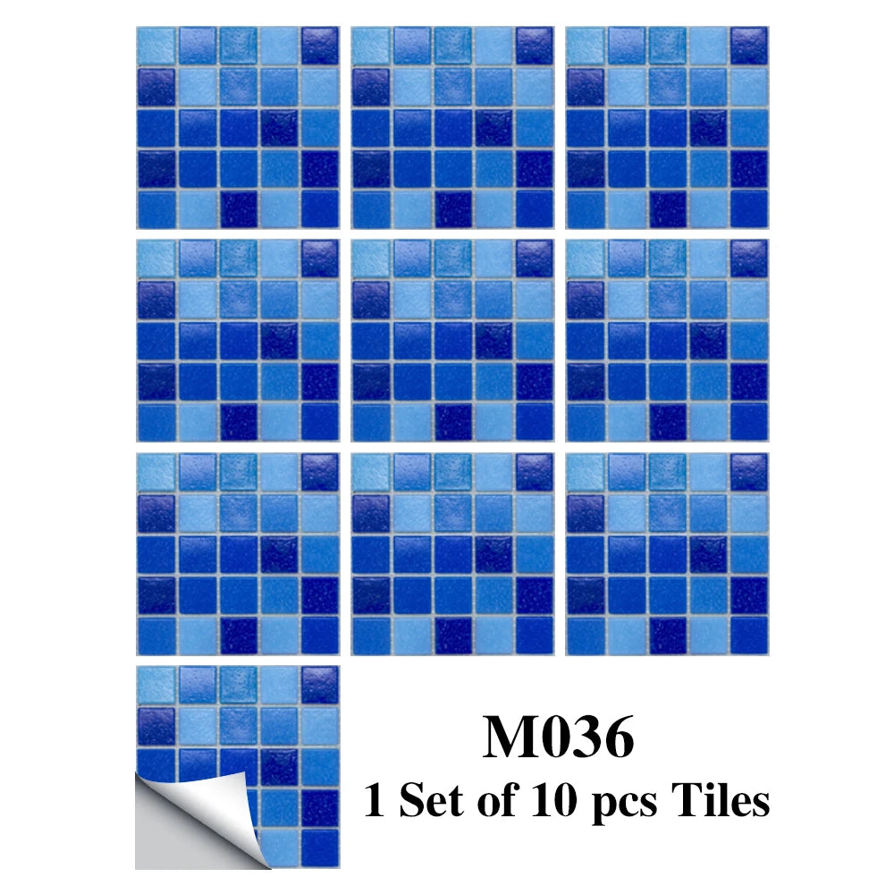 Bộ 10 Miếng Dán Gạch Mosaic Phẳng Dán Tường Bếp Phòng Tắm