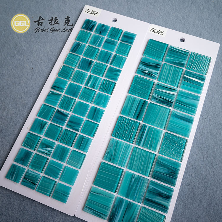Gạch Mosaic Sắc Xanh Sang Trọng Vẽ Thủ Công Hình Vuông Trang Trí Tường & Sàn Dùng Cho Nhà Bếp, Hồ Bơi, Căn Hộ