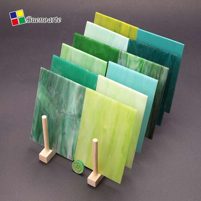 10x10cm 12Pcs/Set Stained Glass Sheet & Cathedral Glass Sheet for Diy Art Mural Tiffany Glass Tile and Diy Mosaic Lamp Kits