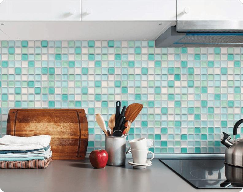 Tấm ốp tường gel PU 3D họa tiết mosaic hiện đại, chống thấm nước, hút âm, bóc dán, bảo hành 3 năm cho nhà bếp, phòng tắm.
