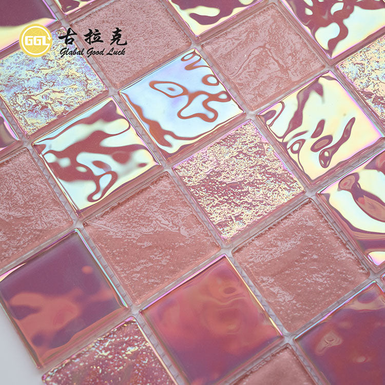 Gạch Mosaic Kính Vuông Hồng Bóng Thiết Kế Hiện Đại Cho Bể Bơi Và Trang Trí Nội Thất