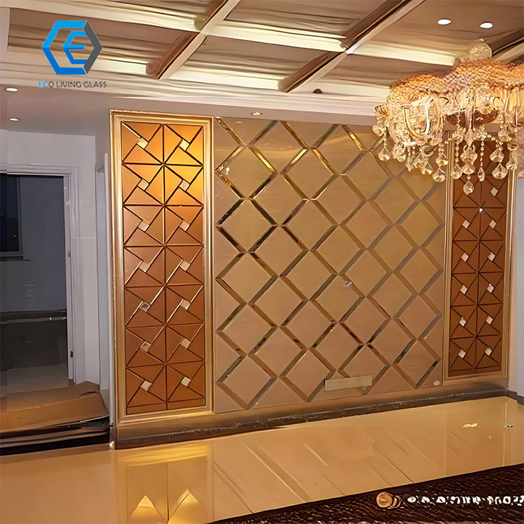 Gạch mosaic kính gương vát cạnh trang trí nền tường gương