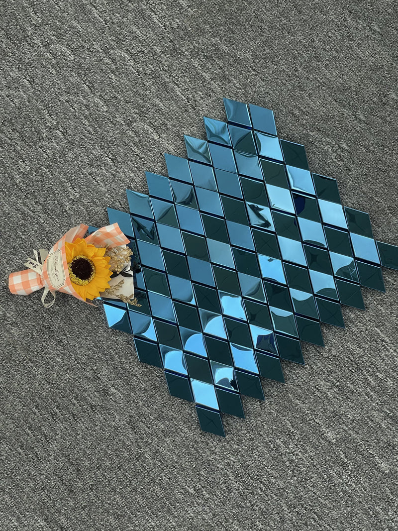 Gạch Mosaic Kim loại Kim cương 3D Trang trí Tường Nền Bề Mặt Bóng Dành Cho Biệt Thự