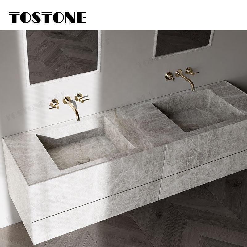 Tủ lavabo phòng tắm Tostone Đá Taj Mahal Tự nhiên Mài mờ Tối giản Sang trọng