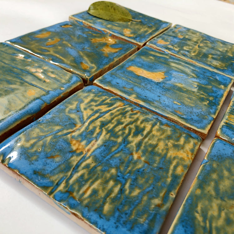 Gạch Zellige Ma-rốc Thủ Công Nguyên Chất 4x4 inch, Trang Trí Tường Nội Thất Biệt Thự & Resort, Gạch Khách Sạn Tráng Men Nghệ Thuật Đa Sắc Màu