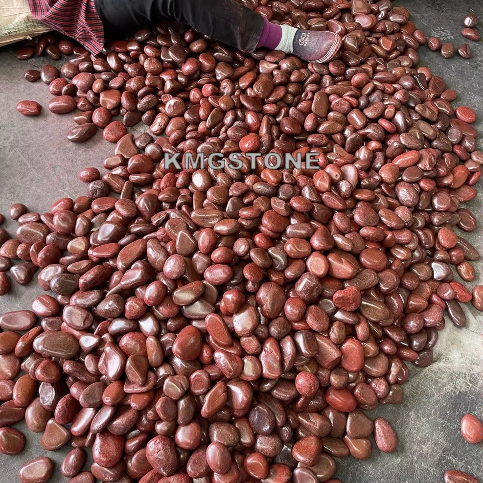 Đá sông đỏ được đánh bóng cao, dạng đá cuội, sỏi, đá dăm, bán trực tiếp từ nhà máy với giá tốt.