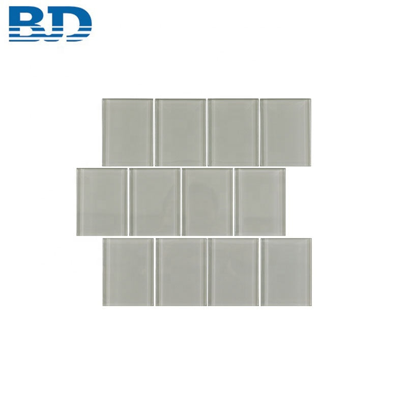 Gạch Mosaic Kính Trang Trí Kiểu Subway Bố Cục So Le, Bề Mặt Mờ, Cạnh Vát Thẳng, Dùng Cho Tường Phòng Tắm Và Vách Kệ Bếp