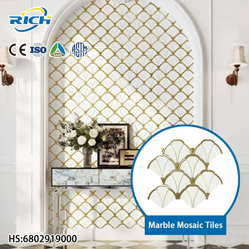 Gạch Mosaic Trang Trí Đá Cẩm Thạch Trắng 8MM Phong Cách Cổ Điển Sáng Tạo Nghệ Thuật Chất Lượng Tốt Dùng cho Phòng Tắm