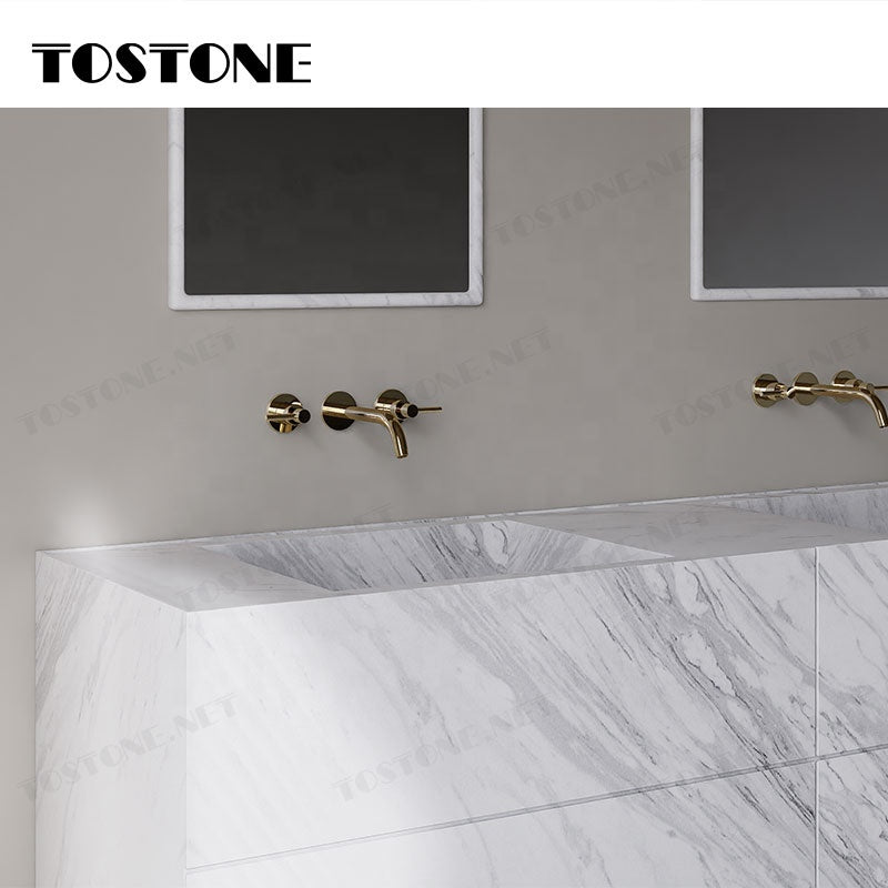 Tostone Tối giản Mài nhẵn Tự nhiên Volakas Trắng Sang trọng Bàn trang điểm phòng tắm cho Căn hộ Biệt thự Khách sạn Trang trí nội thất