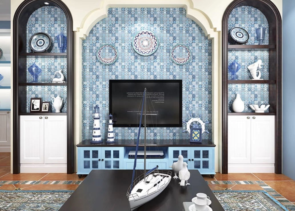 Gạch Mosaic Thủy Tinh Hình Hoa Inkject Kích Thước Nhỏ Pha Màu Cổ Điển Dùng Cho Tường Phòng Tắm Và Ốp Bếp