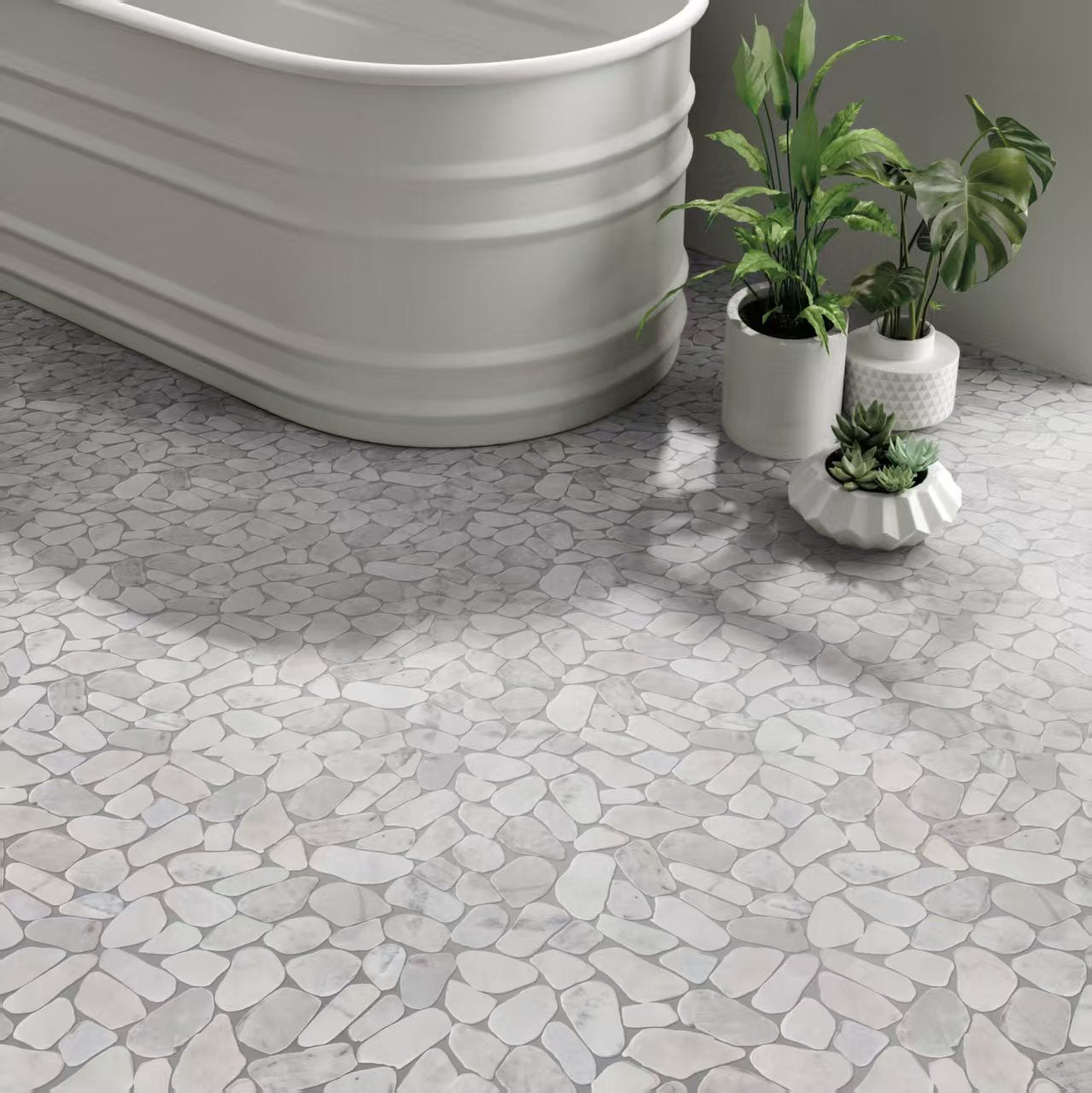 Bề mặt Mosaic sỏi tự nhiên đánh bóng hiện đại