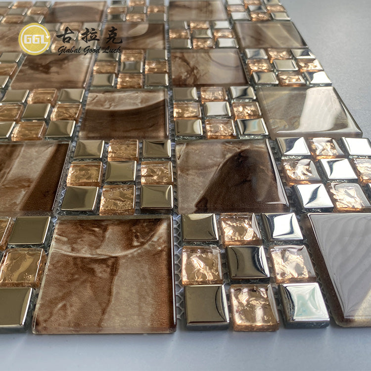 Gạch Mosaic Kính Tiêu Chuẩn Họa Tiết Vàng Sang Trọng Giá Tốt