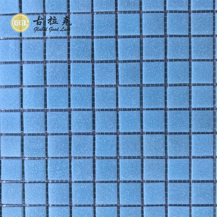 Gạch Mosaic Vuông Xanh Dương Bóng Cổ điển ốp Tường và Ngoài trời cho Hồ bơi, Phòng khách và Phòng ngủ