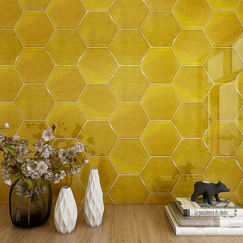 Gạch men/sứ ốp tường thủ công hình lục giác 230x200mm phong cách Bắc Âu bóng vân rạn băng đơn giản cho Bếp, Phòng tắm, Toilet