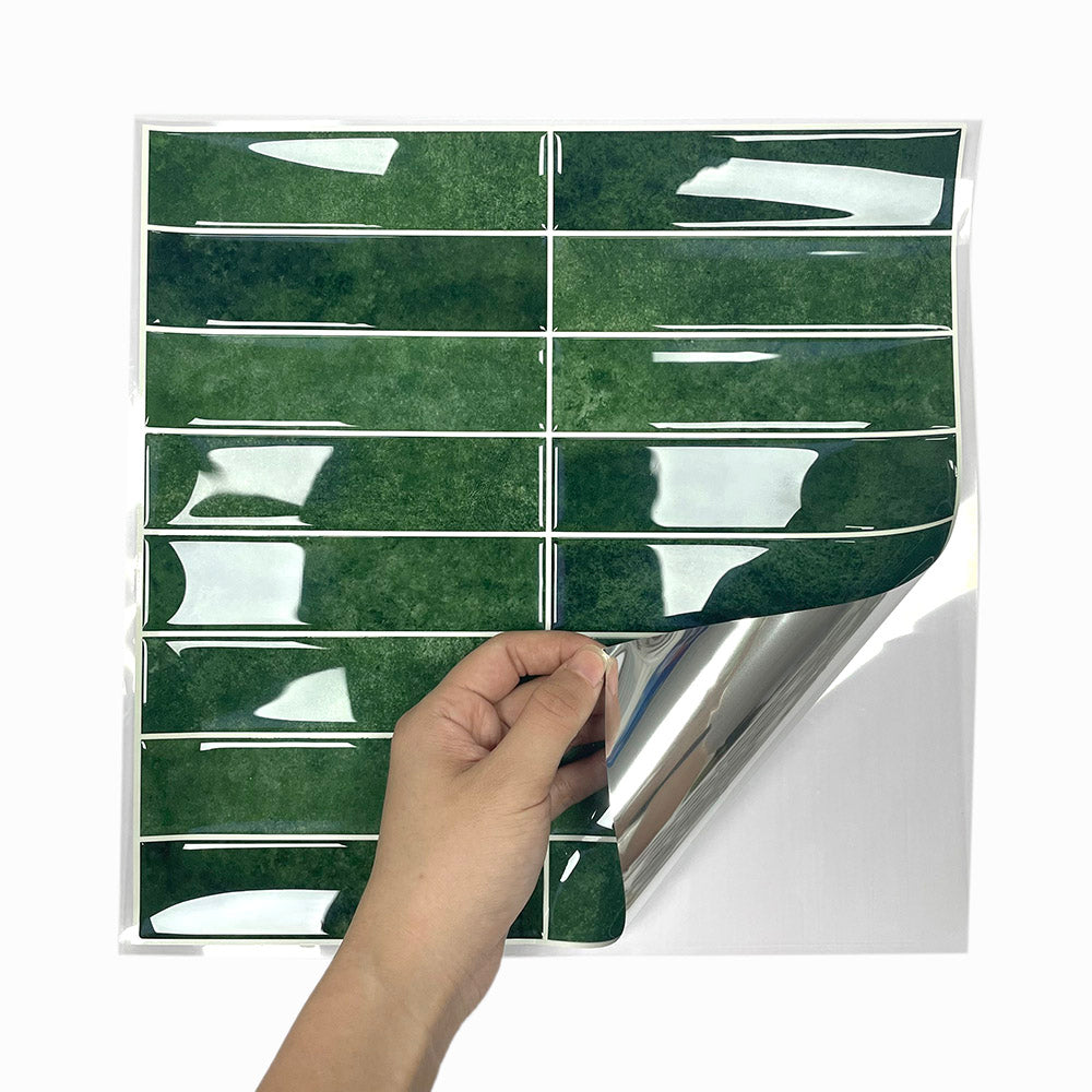 Miếng dán gạch ốp tường bếp tự dính có thể tháo rời 12 inch hình chữ nhật màu xanh lá