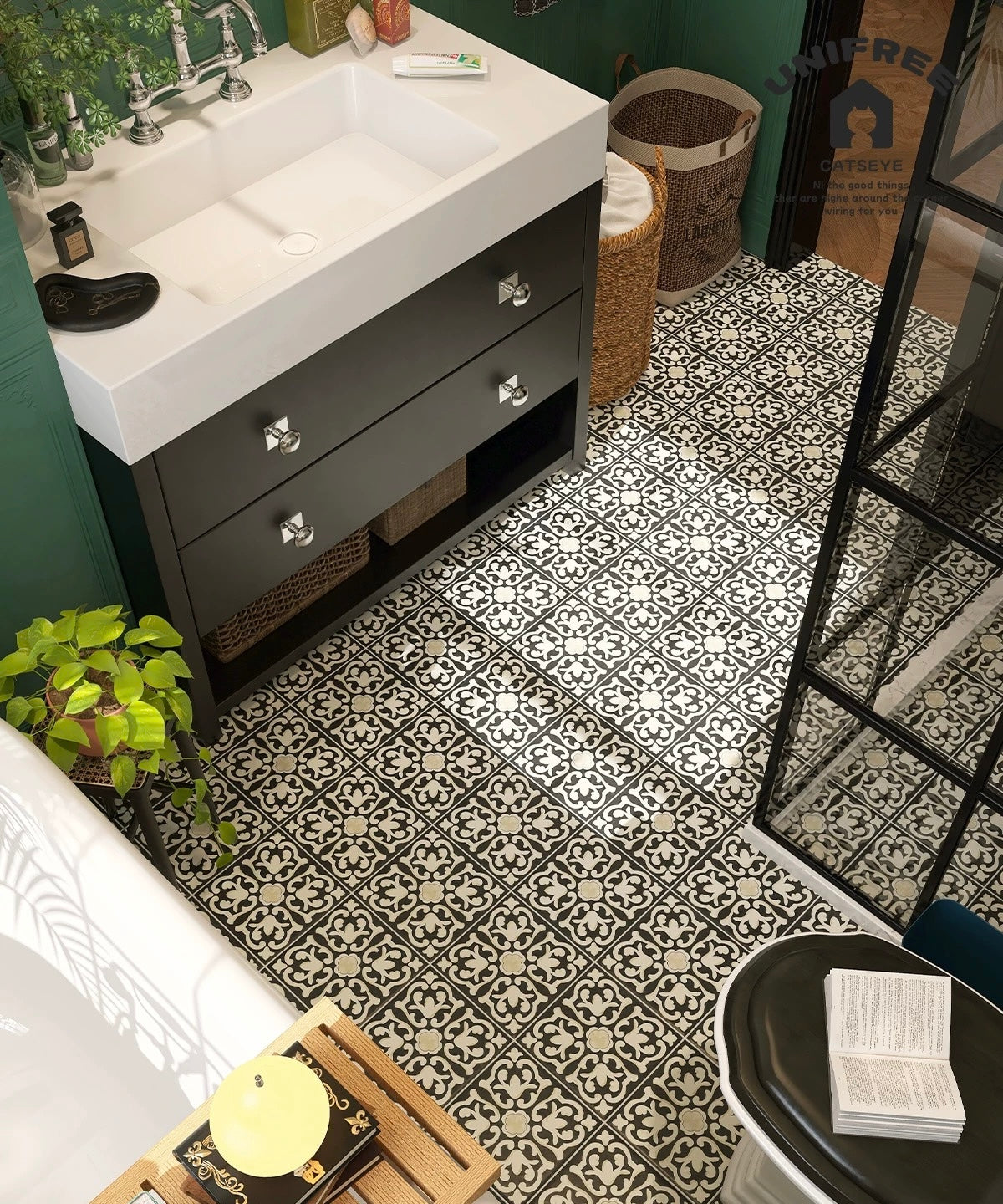 Gạch Porcelain Tráng Men Đen 300x300mm Độ Bóng Cao Chống Trượt Dùng Lát Sàn Bếp/Phòng Tắm/Ban Công Trong Nhà Ngoài Trời Hạng Thương Mại