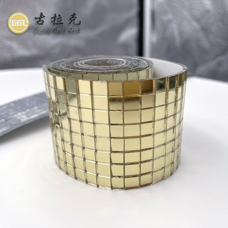 Miếng Dán Gạch Mosaic Thủy Tinh Vàng Tự Dính Thiết Kế Vân Gỗ Parquet Trang Trí Tường Nội Thất Hình Vuông Thủ Công Cho Phòng Khách Hiện Đại