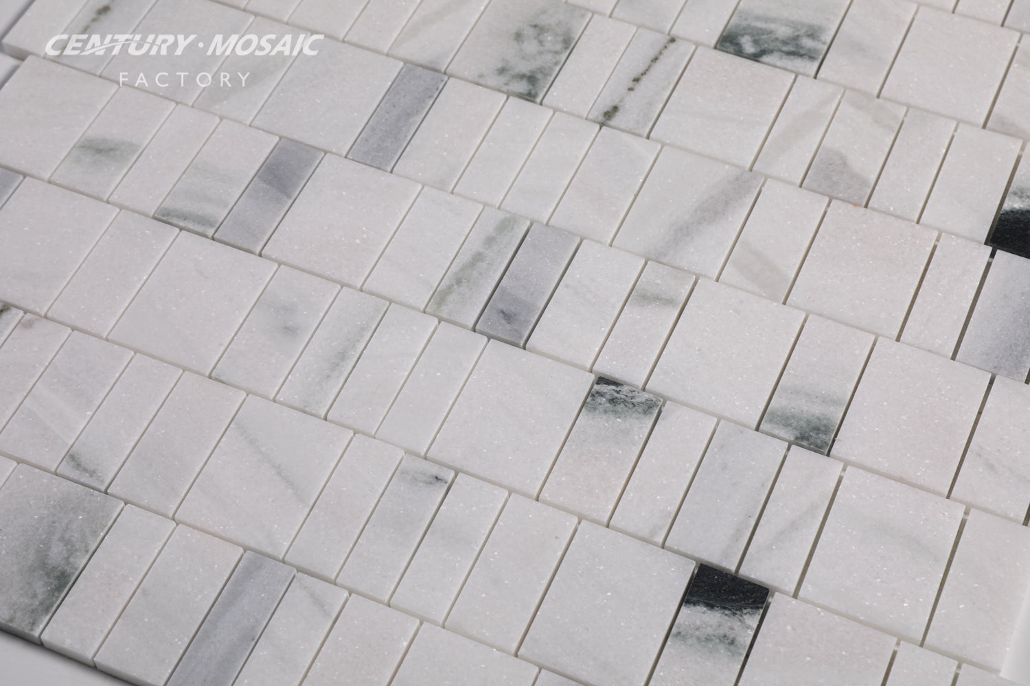 Centurymosaic Bán Buôn Gạch Mosaic Đá Cẩm Thạch Lasa Bianco Trắng Bóng Kiểu Phím Đàn Piano Mới