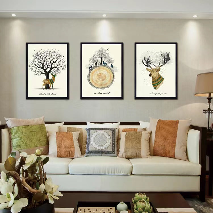 E WECIAL Tranh Đĩa Gốm Sứ Nung Nhiệt Độ Cao, Trang Trí Gạch Men, Tranh Treo Tường Phong Cách Rừng Bắc Âu Đơn Giản El