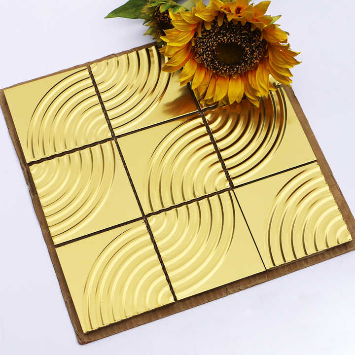 Gạch Mosaic Thép Không Gỉ Vàng Gương Trang Trí Tường
