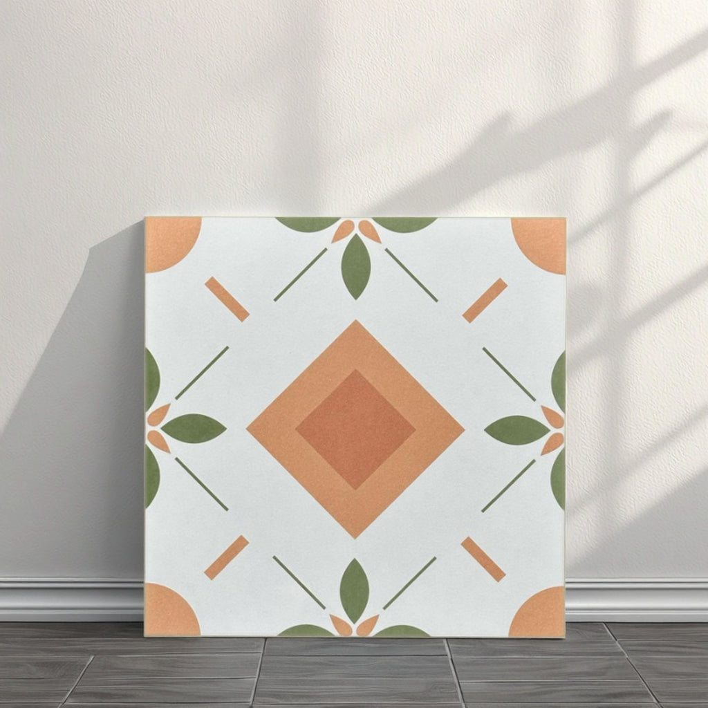 Gạch Porcelain Họa Tiết Hoa Phong Cách Đồng Quê Tươi Mát Mờ 400x400mm, Mộc Mạc, Trang Trí, Chống Trượt, Dùng Lát Sàn Và Ốp Tường