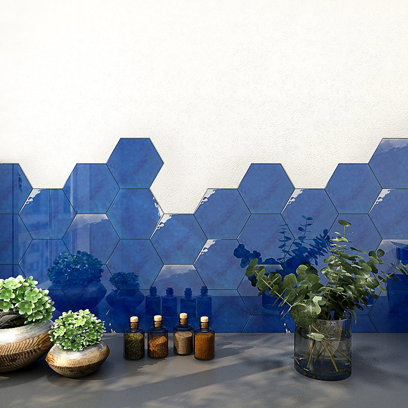 Gạch men/sứ ốp tường thủ công hình lục giác 230x200mm phong cách Bắc Âu bóng vân rạn băng đơn giản cho Bếp, Phòng tắm, Toilet